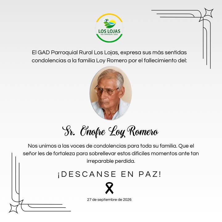 Los Lojas: La Junta Parroquial de Enrique Baquerizo Moreno rinde homenaje a Onofre Loy Romero